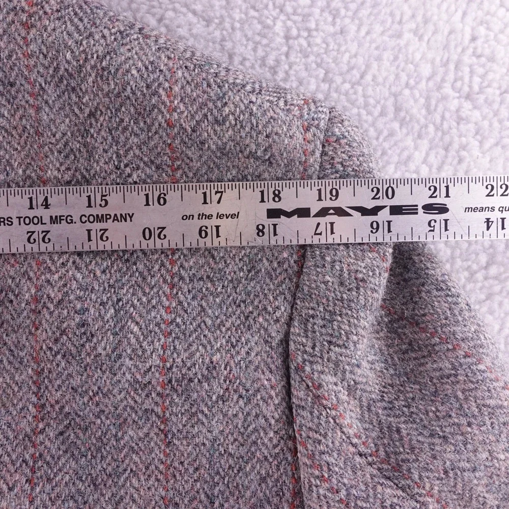 Harris Tweed Mens Grey Herringbone Red Pinstripe Wool Blazer Sport Coat 46R